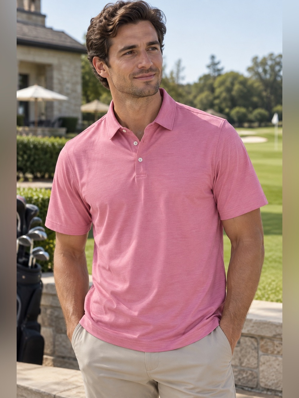 johnnie-O Men's Rose Bloom Pink Polo Performance Shirt Size XL